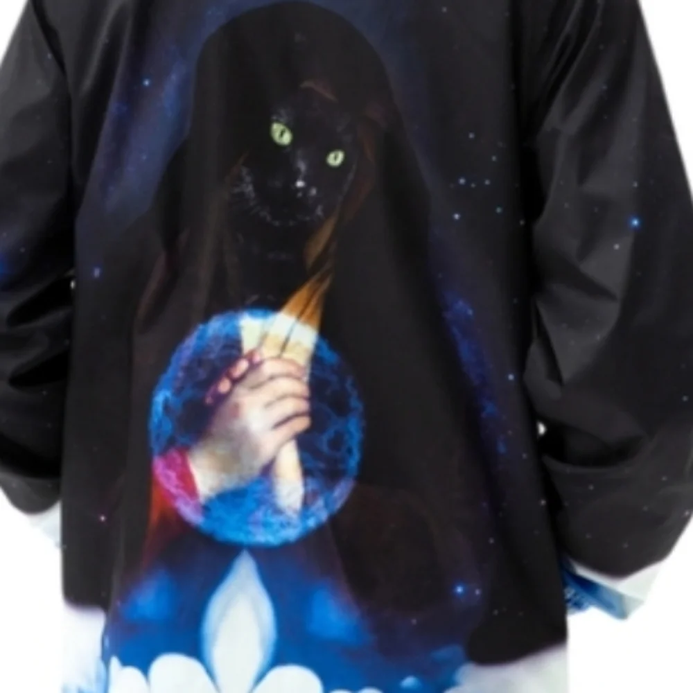 Cosmic Cat Galaxy Gypsy Anorak Jacket RipNDip  Graphic Hoodie Black Small